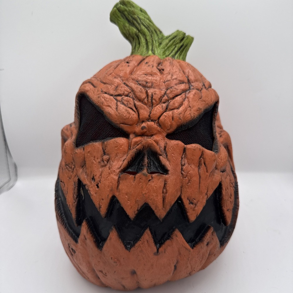 Evil Jack O Lantern Mask Latex Halloween Horror Scary Pumpkin Head Ghoulish Prod